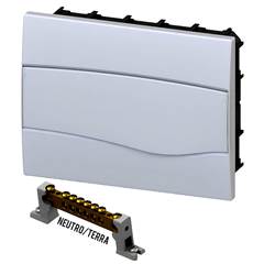 QUADRO DE DISJUNTORES DE SOBREPOR EM PVC COM BARRAMENTO NEUTRO/TERRA 8UL OU 12DIN VR12PD ELETROMAR