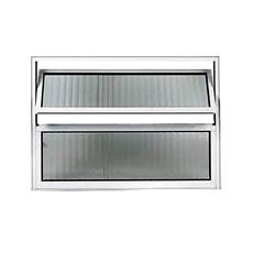 BASCULANTE HOME 60X40 CM DE ALUMÍNIO NATURAL COM 2 FOLHAS DE VIDRO CANELADO QUALITY / REF. EMC040002