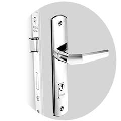 FECHADURA SOPRANO POPLINE CROMADO MAÇANETA RETA EXTERNA ESPELHO 26